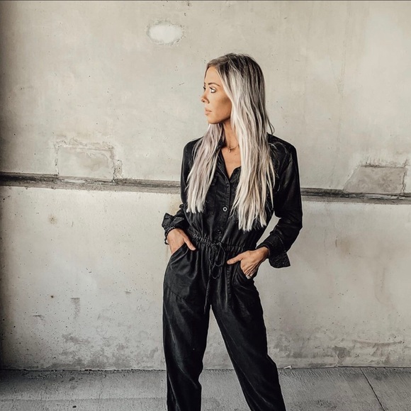 Moody Jumpsuit Charcoal Drawstring Waist Long Sleeve S - Picture 1 of 15